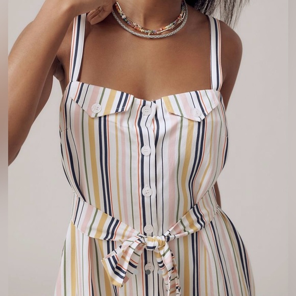 NWT Maeve made for Anthropologie sleeveless Striped Multicolor Jumpsuit SZ M - Picture 2 of 4